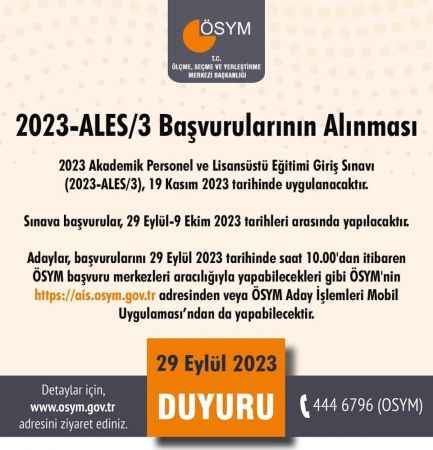 Yozgatlı öğrencilerin dikkatine: 2023-ALES/3 başvuruları başladı