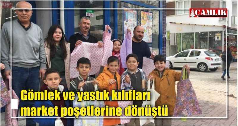 Gömlek ve yastık kılıfları market poşetlerine dönüştü