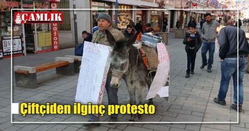 Çiftçiden ilginç protesto