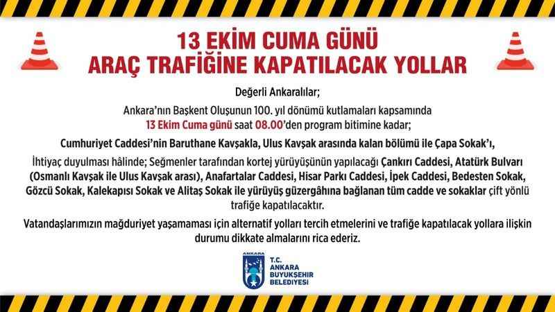 Ankara'nın 100. Yıl Coşkusuna Hazır mısınız? İşte Yol Bilgileri