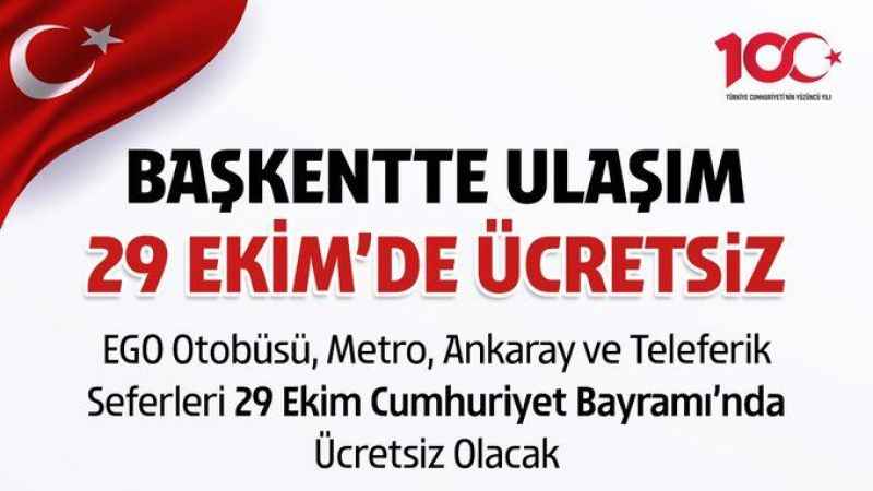 29 Ekim'de EGO Ücretsiz Bayrama Taşıyor
