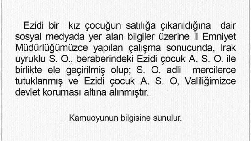 Ankara’da Ezidi Kız Çocuğu Kurtarıldı: Şüpheli Tutuklandı
