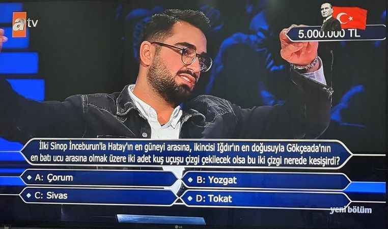 Kim Milyoner Olmak İster'de 5 Milyon Liralık Heyecan: Yozgat Sorusu Çorum’u Da Salladı! Tokat ve Sivaslılar bu işe ne diyor?
