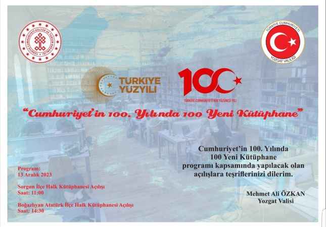 Cumhuriyet'in 100. Yılında Yozgat'a Kültür Şöleni: Bakan Yardımcısı Kütüphane Açılışı İçin Geliyor! (11/12/2023)