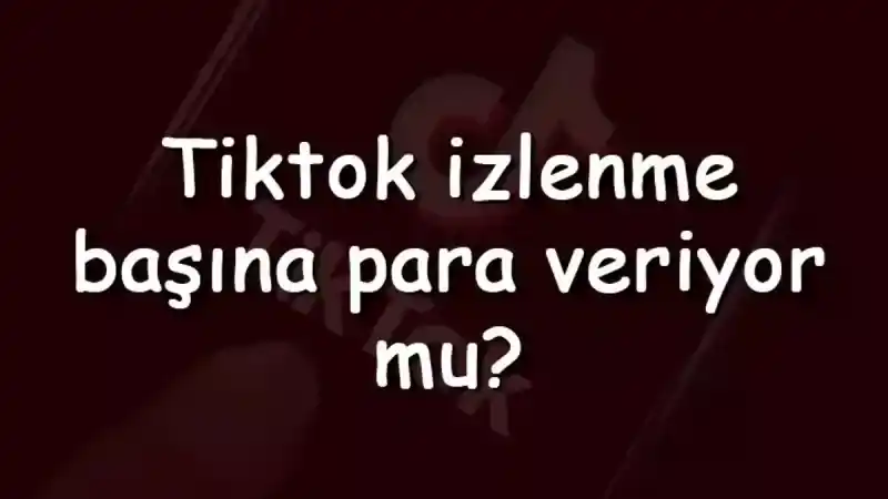 TikTok izlenme başına para veriyor mu?