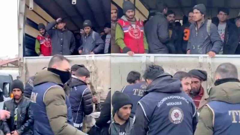 Erzincan’da Kamyon kasasında yakalanan 99 kaçak göçmen operasyonu