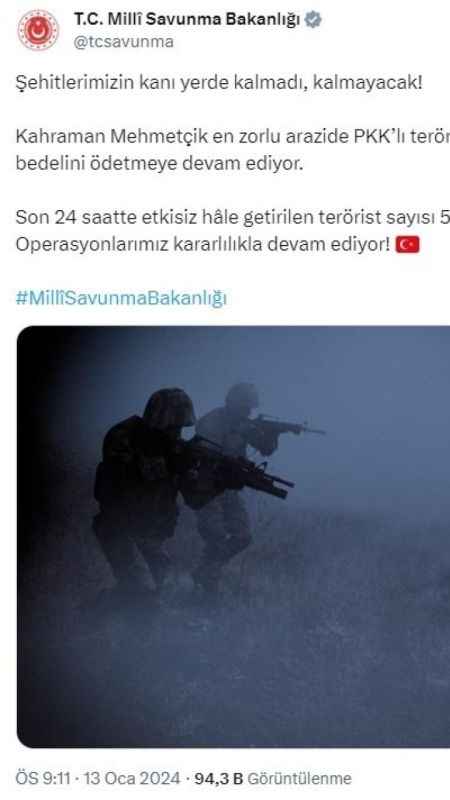 Milli Savunma Bakanlığı'ndan güncel açıklama