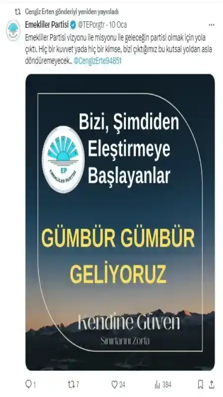 Emekliler Partisi (EP) Kuruldu
