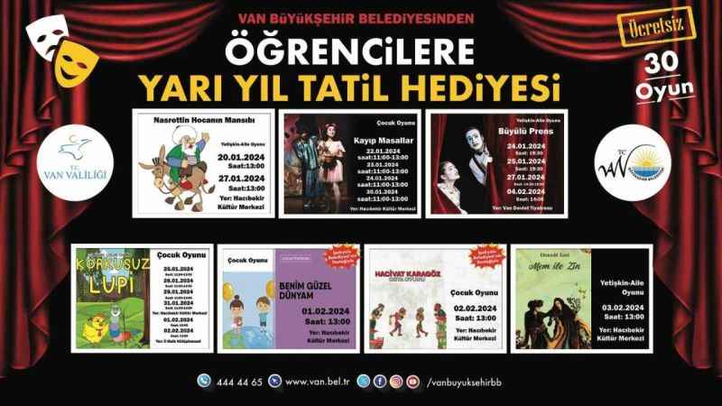 Van Büyükşehir Belediyesi'nden Çocuklara karne hediyesi: Ücretsiz tiyatro gösterimleri
