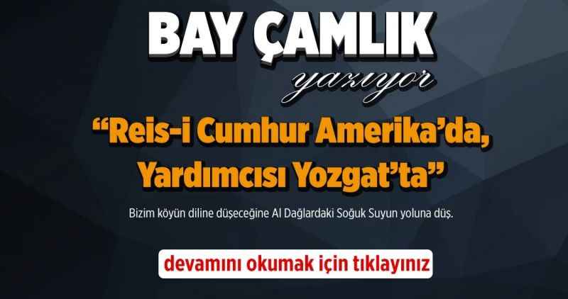 BAY ÇAMLIK YAZIYOR; Reis-i Cumhur Amerika'da, Yardımcısı Yozgat'ta