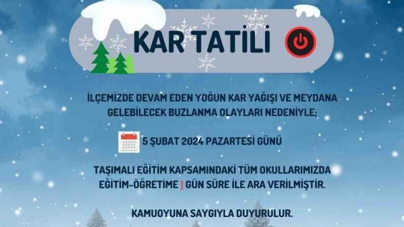 Saray'da Kar engeli: Taşımalı Eğitime 1 gün tatil