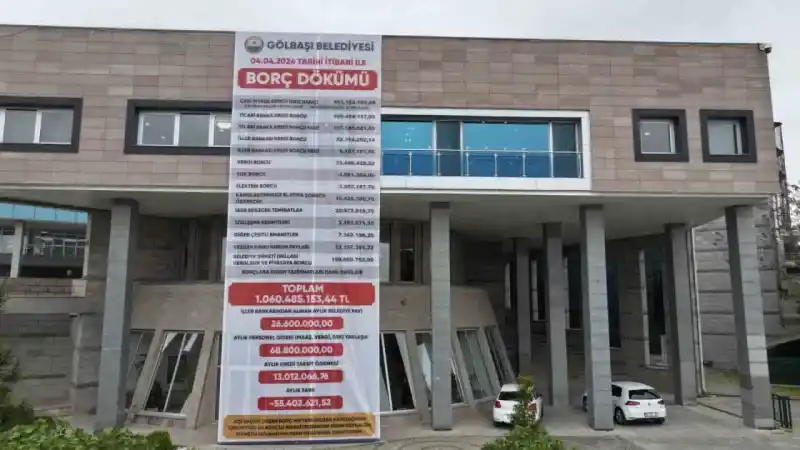Gölbaşı Belediyesinin boç listesi bir bina boyunda