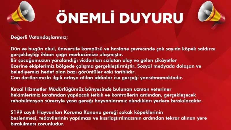 Gölbaşı Belediyesi'nden köpek saldırılarına ilişkin önemli duyuru!