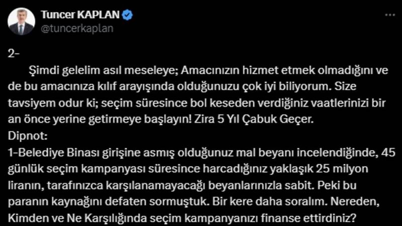 Yeni yönetime tepki gösteren Tuncer Kaplan'dan borç açıklaması!