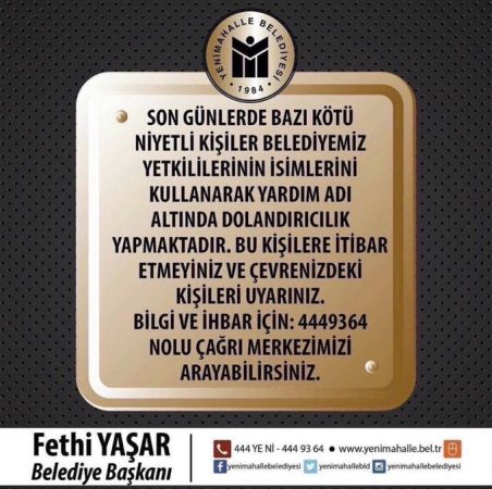 Belediye Yetkililerinin ismini kullanarak dolandırıcılık yapıyorlar