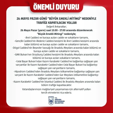 Dikkat! Ankara’da bu yollar geçit veremeyecek! Büyükşehir'den önemli duyuru