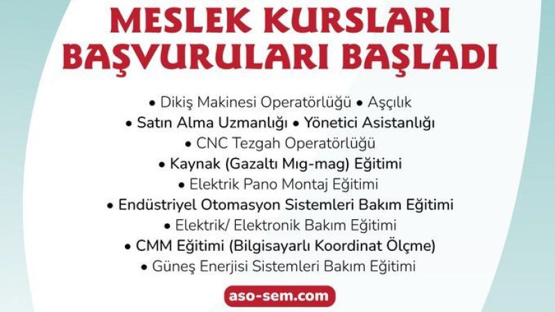 Kadınlara Yeni Mesleki Fırsatlar Kapıda: ASO 1. OSB'den İstihdam Garantili Kurslar!