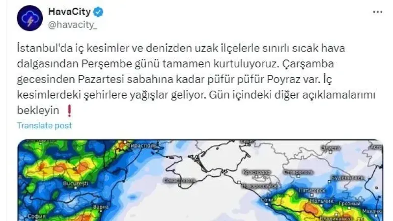 Türkiye'nin Merakla Beklediği Haber Geldi: Sıcak Hava Dalgası Bitiyor! Çarşamba Gecesi Başlıyor, Pazartesi Sabaha Kadar Sürecek