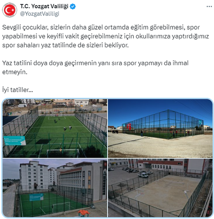 Valilikten çocuklara tatil önerisi Halı Sahalar Sizi Bekliyor