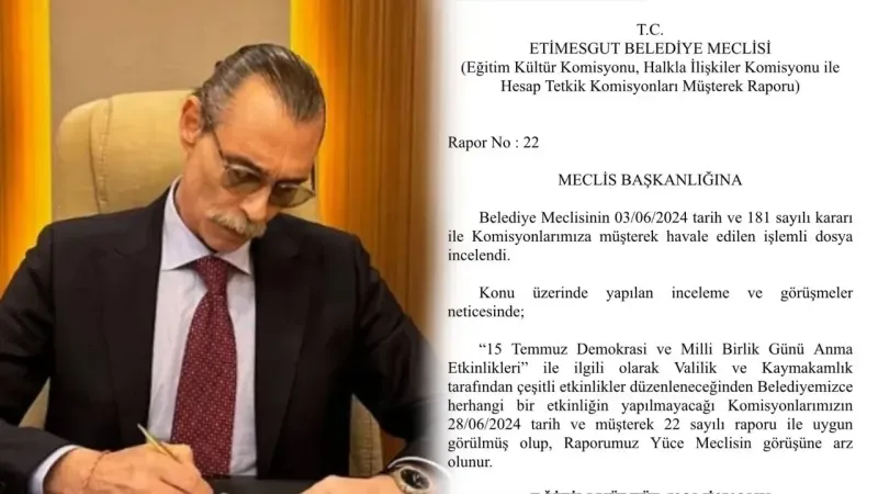 Etimesgut Belediyesi 15 Temmuz Etkinlikleri Kararı