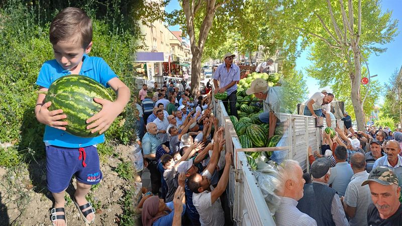 Yozgat'ta Karpuz Üreten Çiftçi 17 Ton Karpuzu Ücretsiz Dağıttı