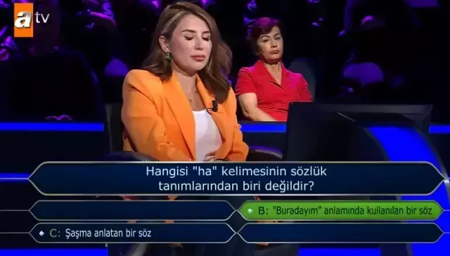Kim Milyoner Olmak İster yeni bölüm soru ve cevapları! Hangisi "ha" kelimesinin sözlük tanımlarından biri değildir?