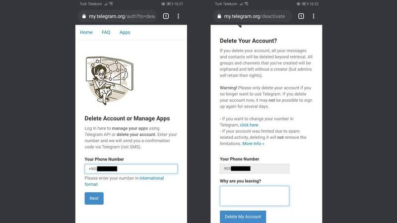 Telegram hesap silme linki [2024]