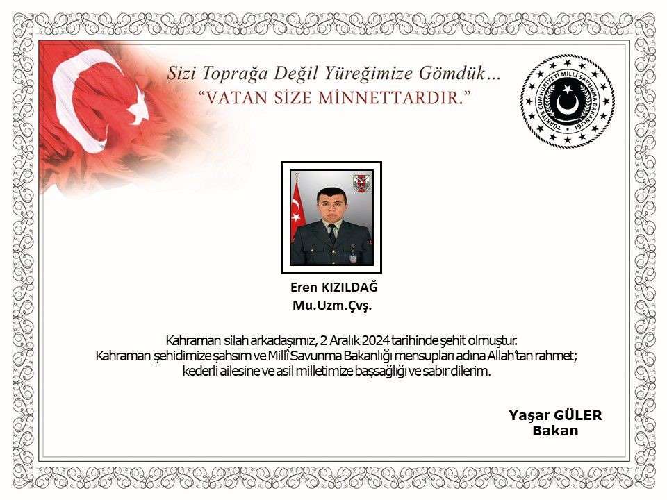Pençe-Kilit operasyonu bölgesinden acı haber