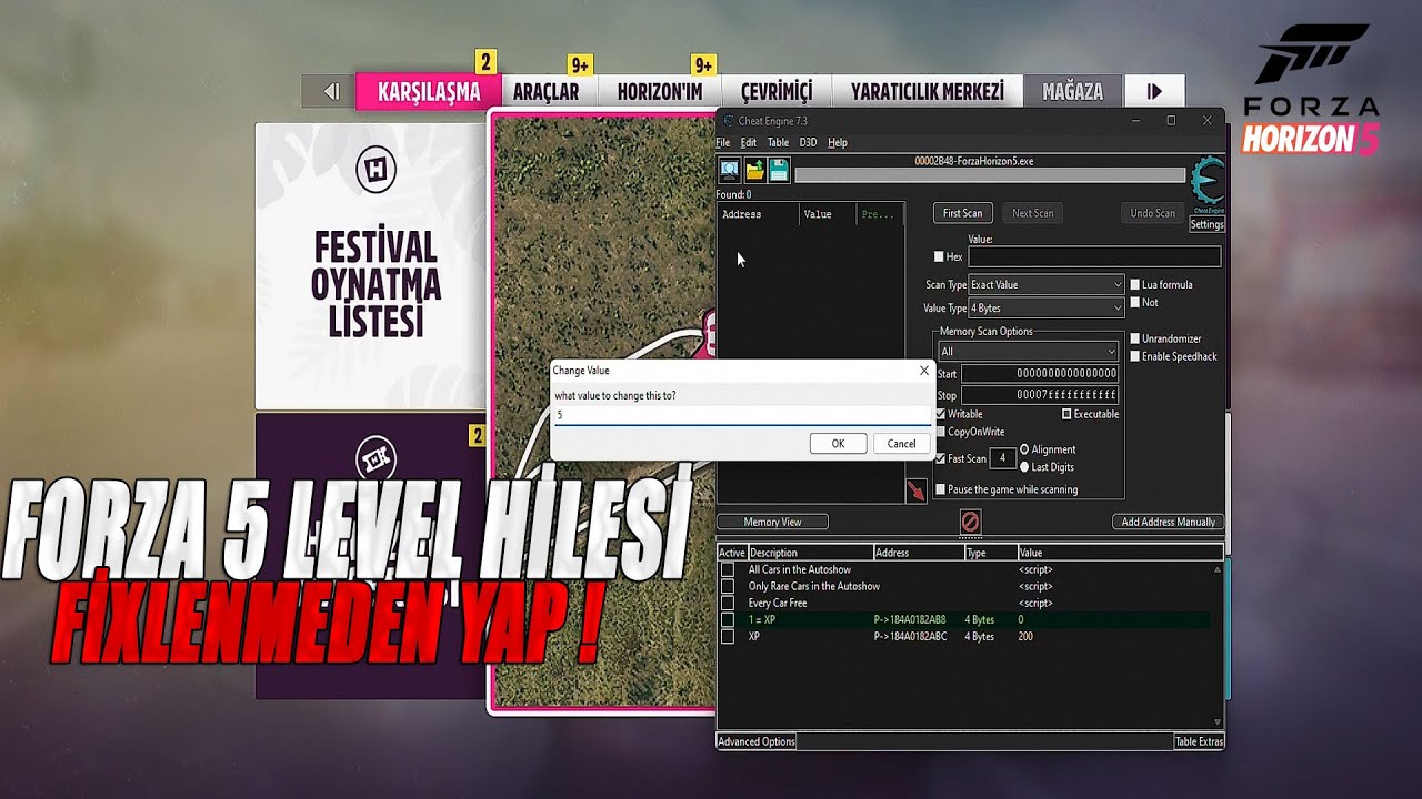 Forza Horizon 5'te Cheat Engine ile para hilesi yaparsam banlanır mıyım?