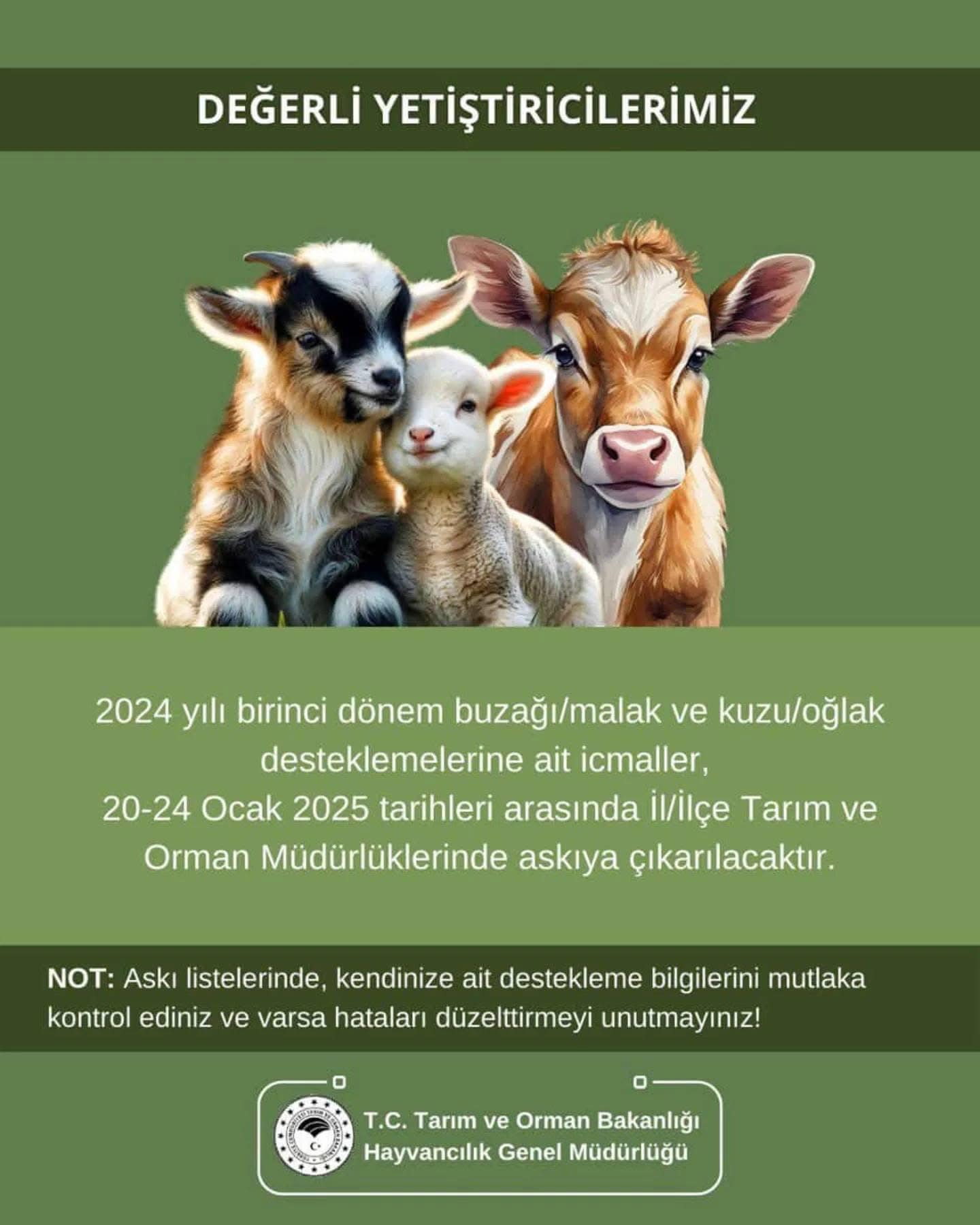 Polatlı İlçe Tarım Müdürlüğü’nden Destekleme Uyarısı