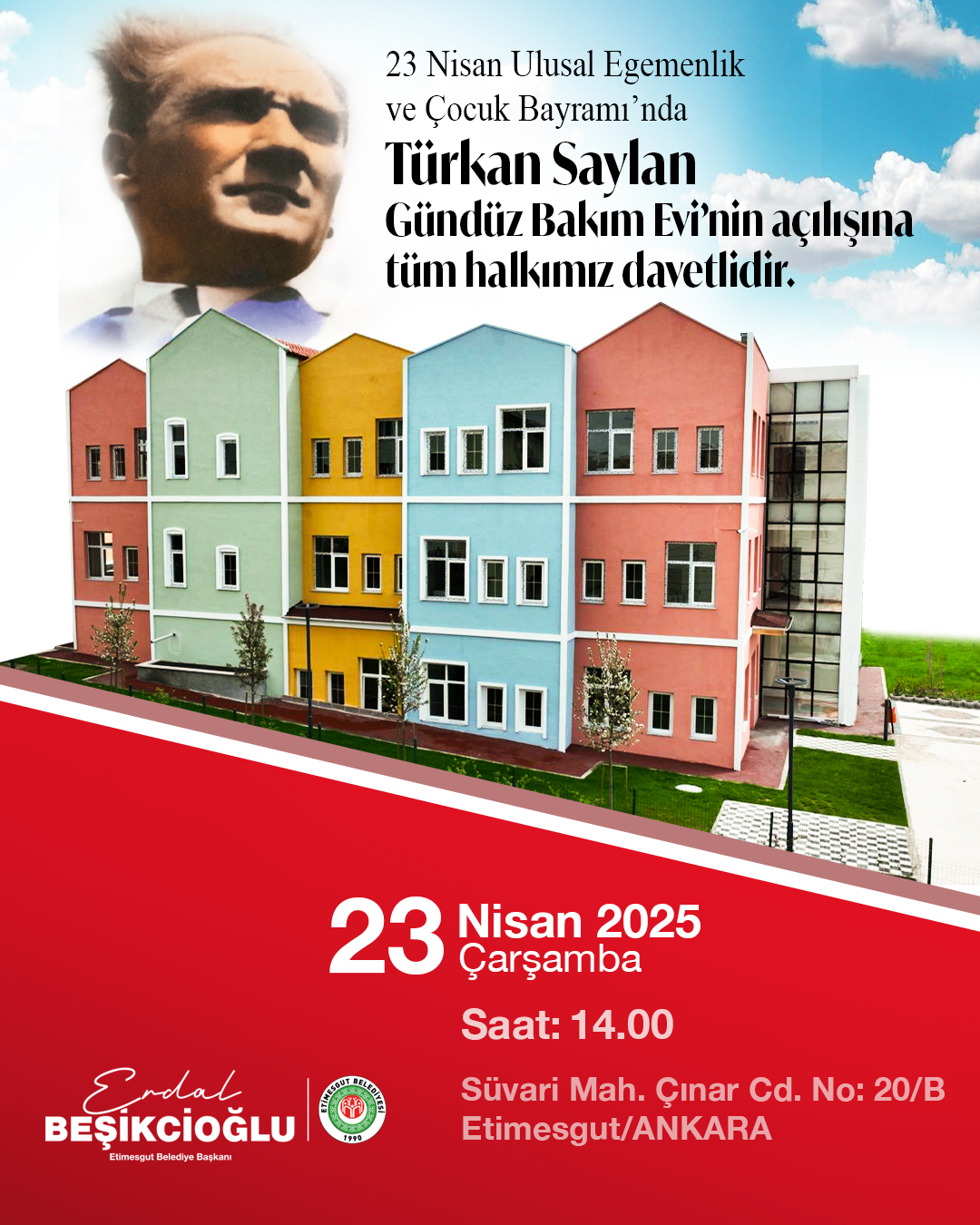 Etimesgut'ta Türkan Saylan Gündüz Çocuk Bakım Evi özel günde açılıyor