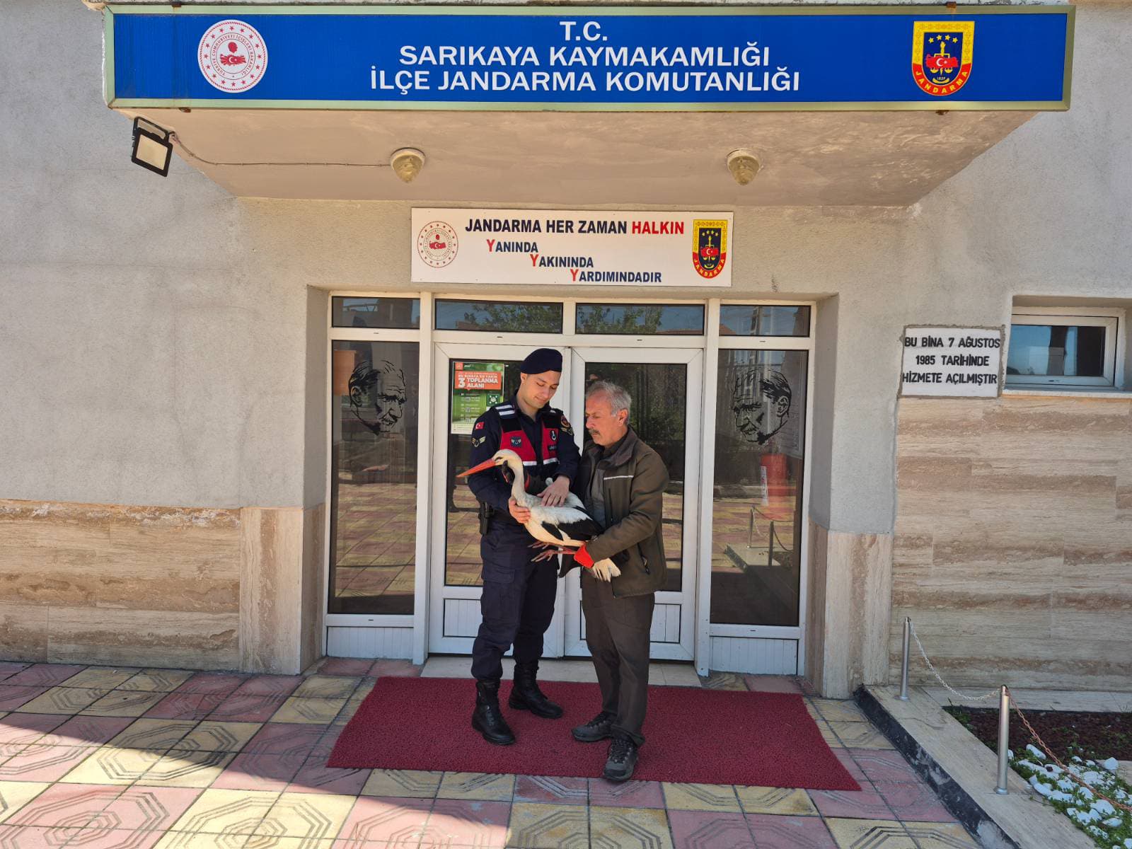 Yozgat Sarıkaya'da Yaralı Leylek Jandarma Ekiplerince Kurtarıldı