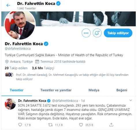 Sağlık Bakanı Koca, Çabalarımıza Rağmen, Hastalığa Yenik Düşen 7 İnsanımız Daha Oldu