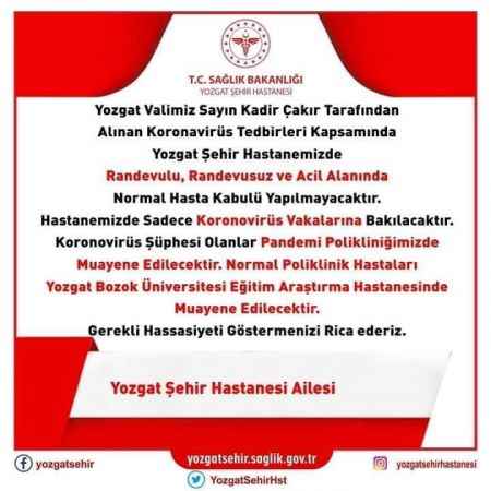 Yozgat Şehir Hastanesi, hasta kabul etmeyecek!