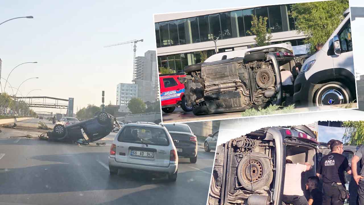 Ankara Eskişehir Yolu’nda trafik kazası: Araçlar Takla Attı Trafik Felç Oldu