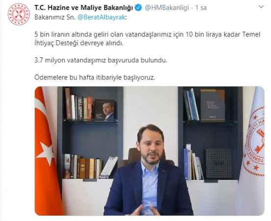 5 bin lira altında geliri olanlara 10 bin liraya kadar Temel İhtiyaç Desteği sağlanacak