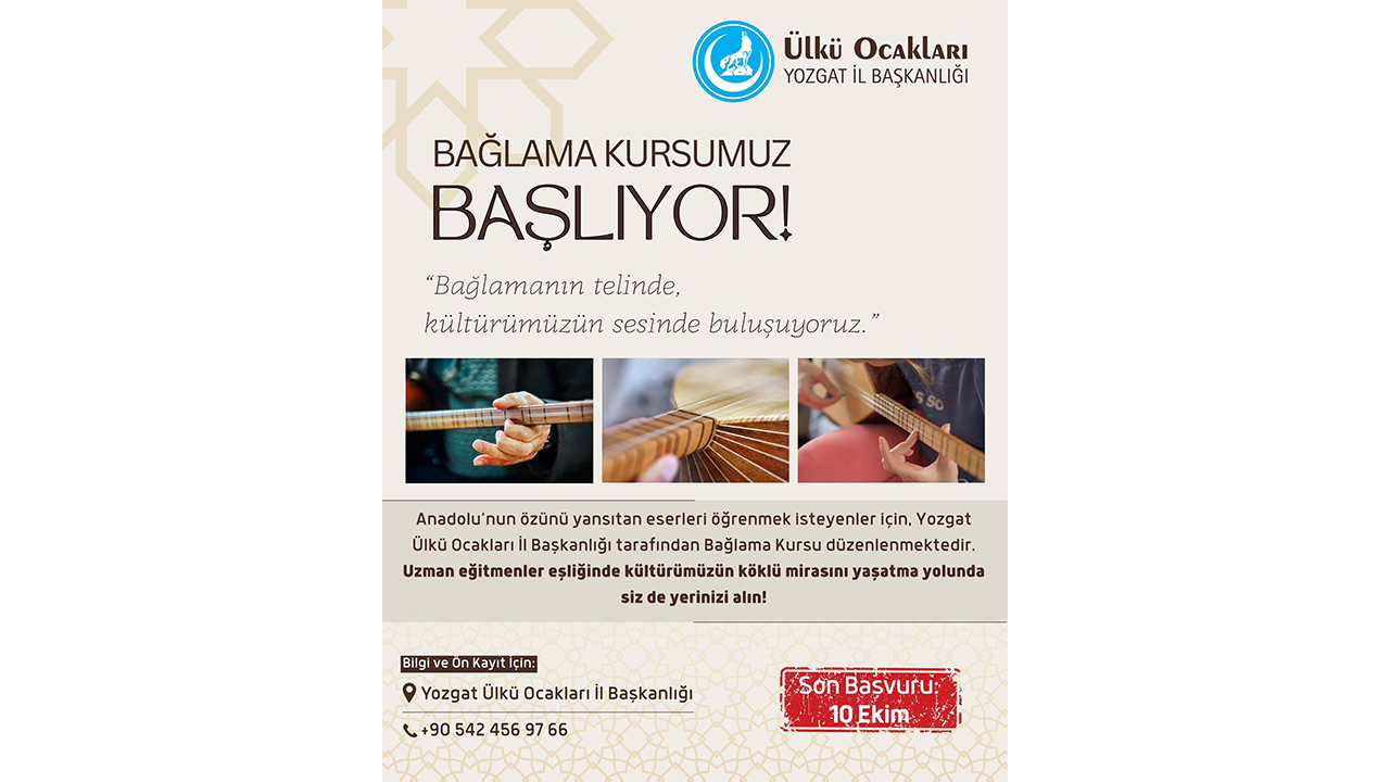 Yozgat Ülkü Ocakları’ndan Gençlere Bağlama Kursu