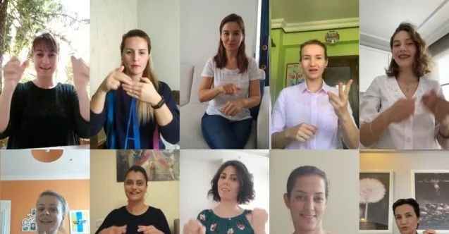 Öğretmen ve velilerden işaret dilinde "Evde Kal" şarkısı