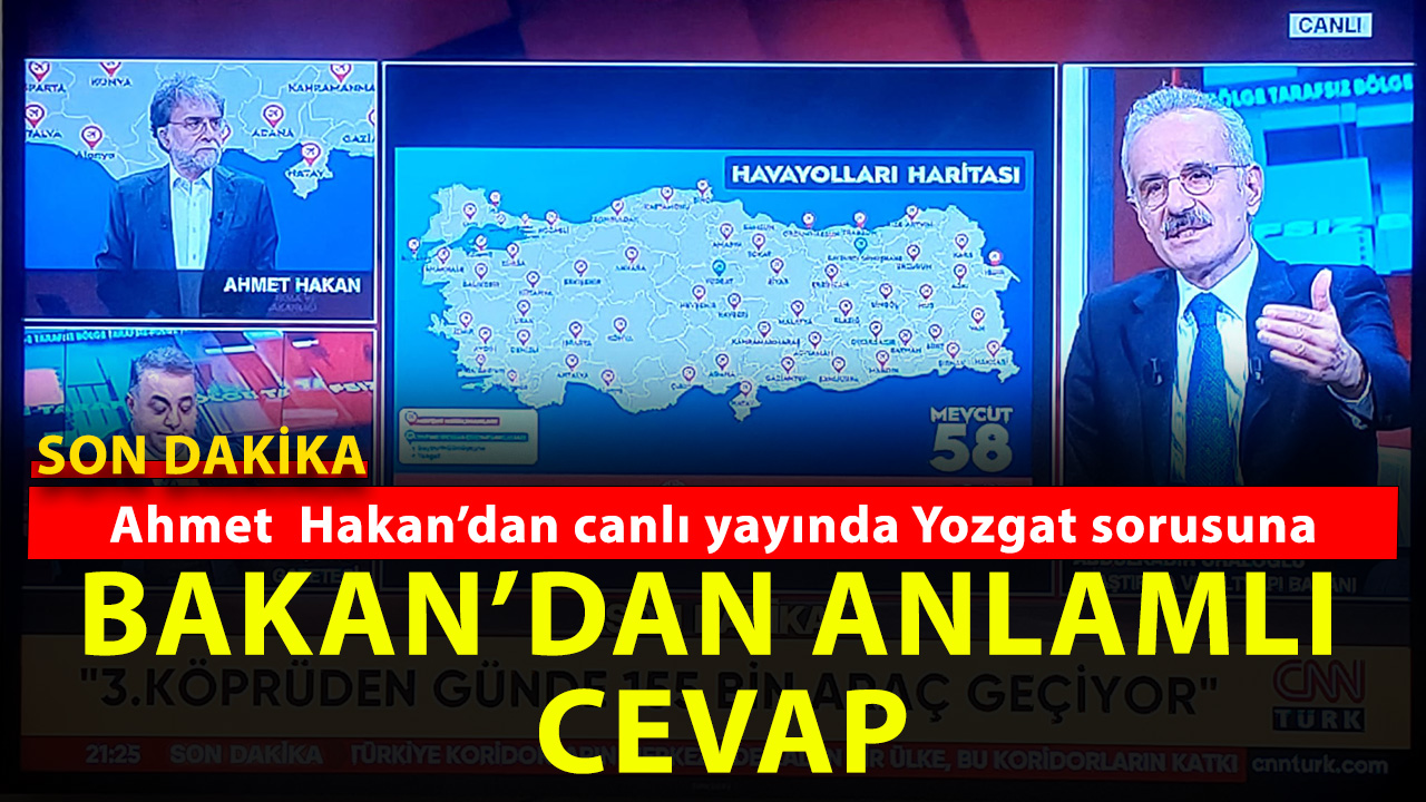 Yozgat Havalimanı 2026’da hizmete giriyor: Yozgatlı Ahmet Hakan’ın Canlı Yayın Sorusuyla Gündem Oldu