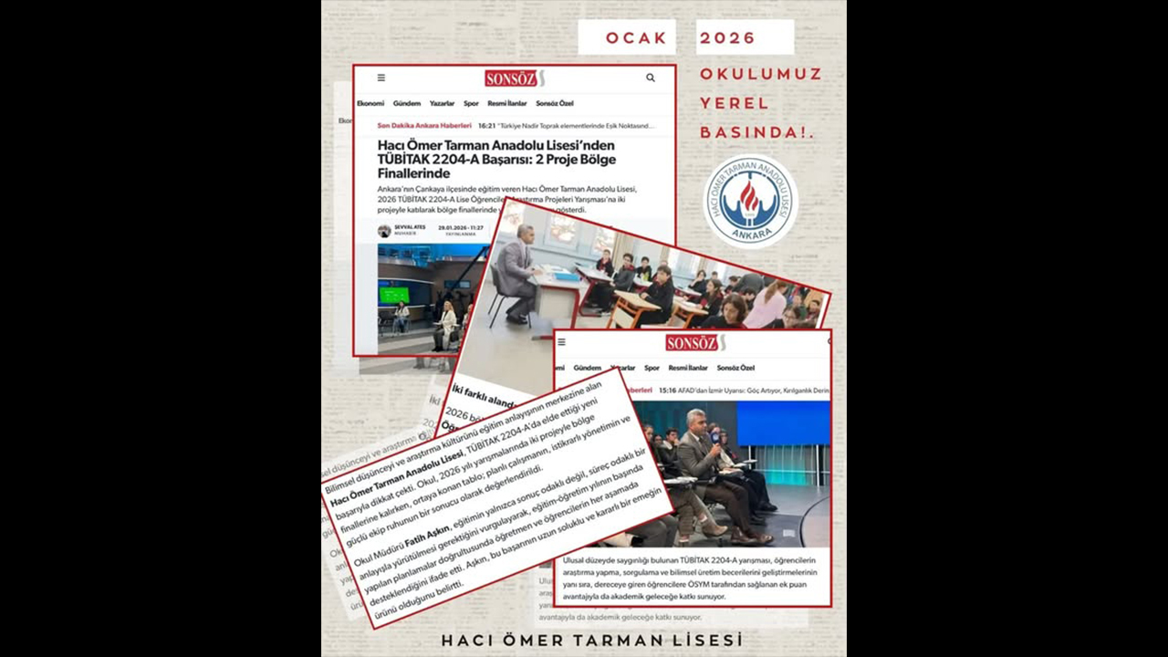 Çankaya Hacı Ömer Tarman Anadolu Lisesi’nin TÜBİTAK 2204-A Başarısı Basında Yankı Buldu