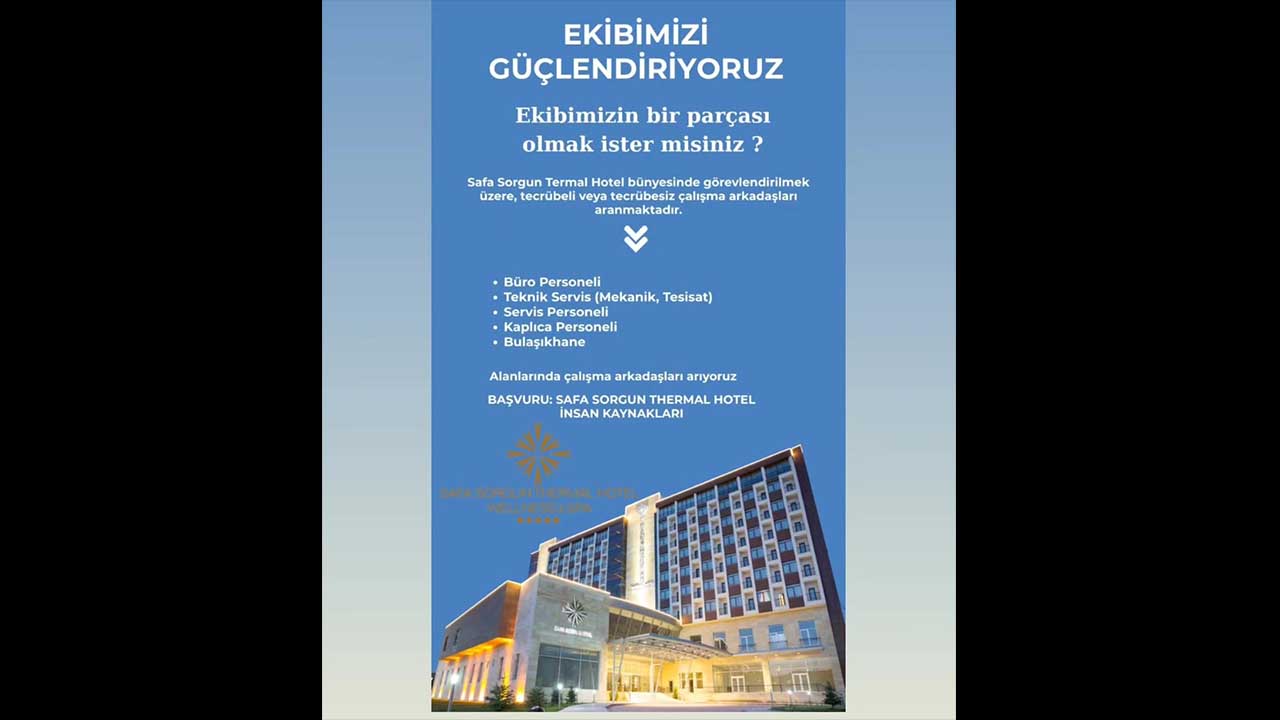 Sorgun’dan personel ilanı: otelde çalışmak isteyenlerin dikkatine