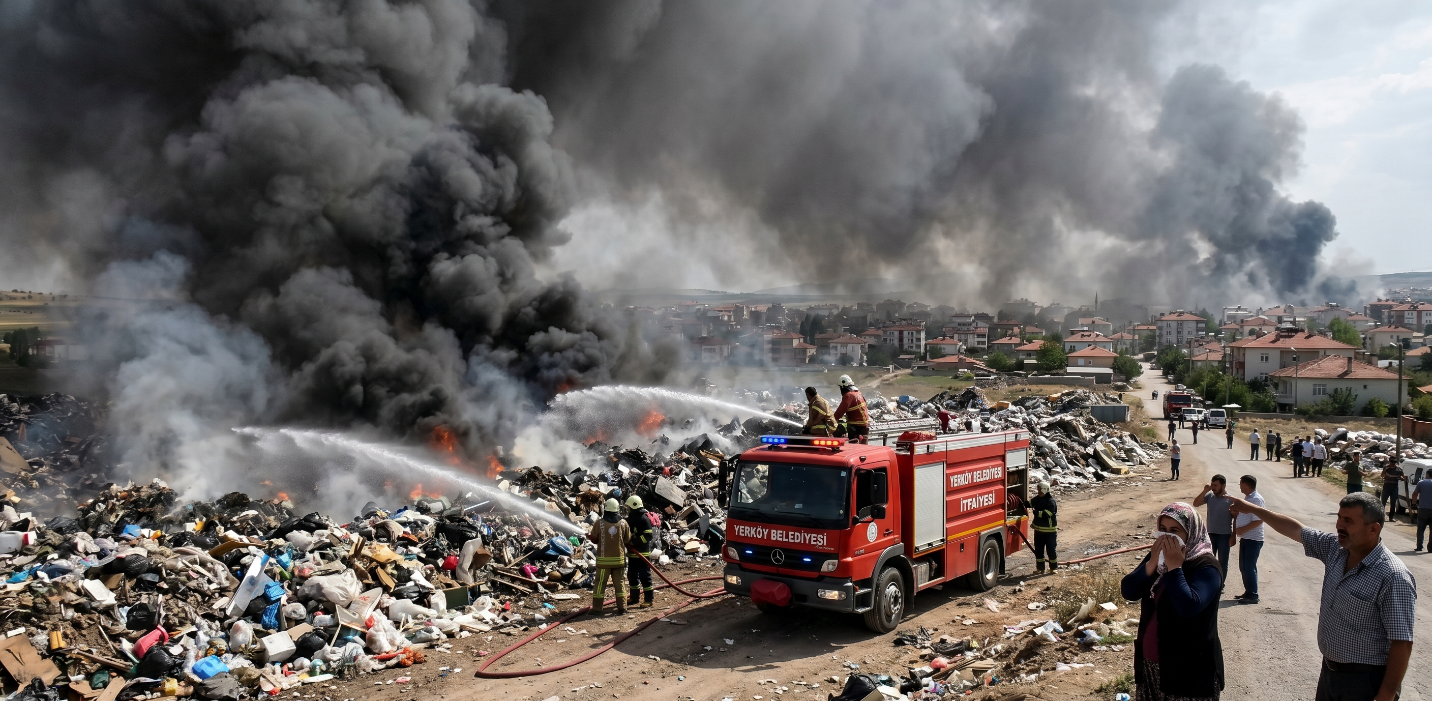 Yerköy’de Zehir Alarmı: Çöp Yangını Vatandaşları Sokağa Döktü