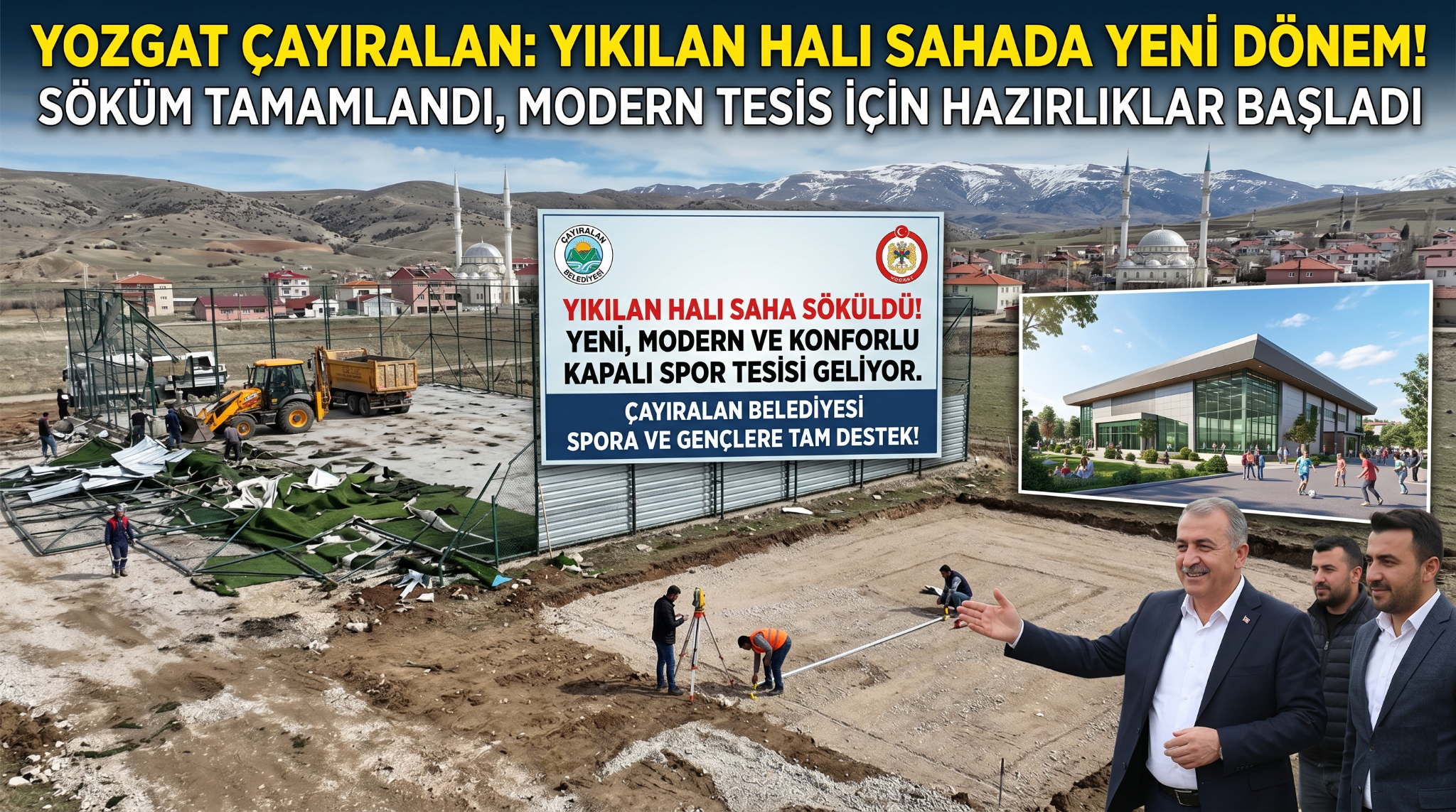 Yozgat’ta Yıkılan Halı Saha Yenileniyor: Çayıralan’a Modern Spor Tesisi Geliyor