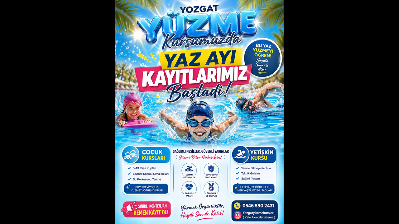 Yozgat Yüzme Kursları Yaz Dönemi Kayıtları Başladı: Çocuk ve Yetişkinlere Uzman Eğitim