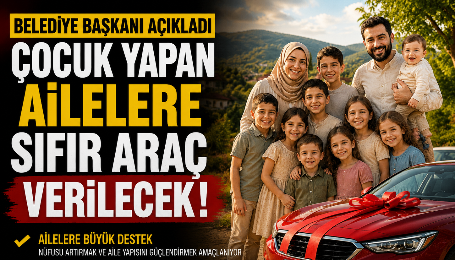 Belediye Başkanı Açıkladı, Çocuk Yapan Ailelere Sıfır Araç Verilecek