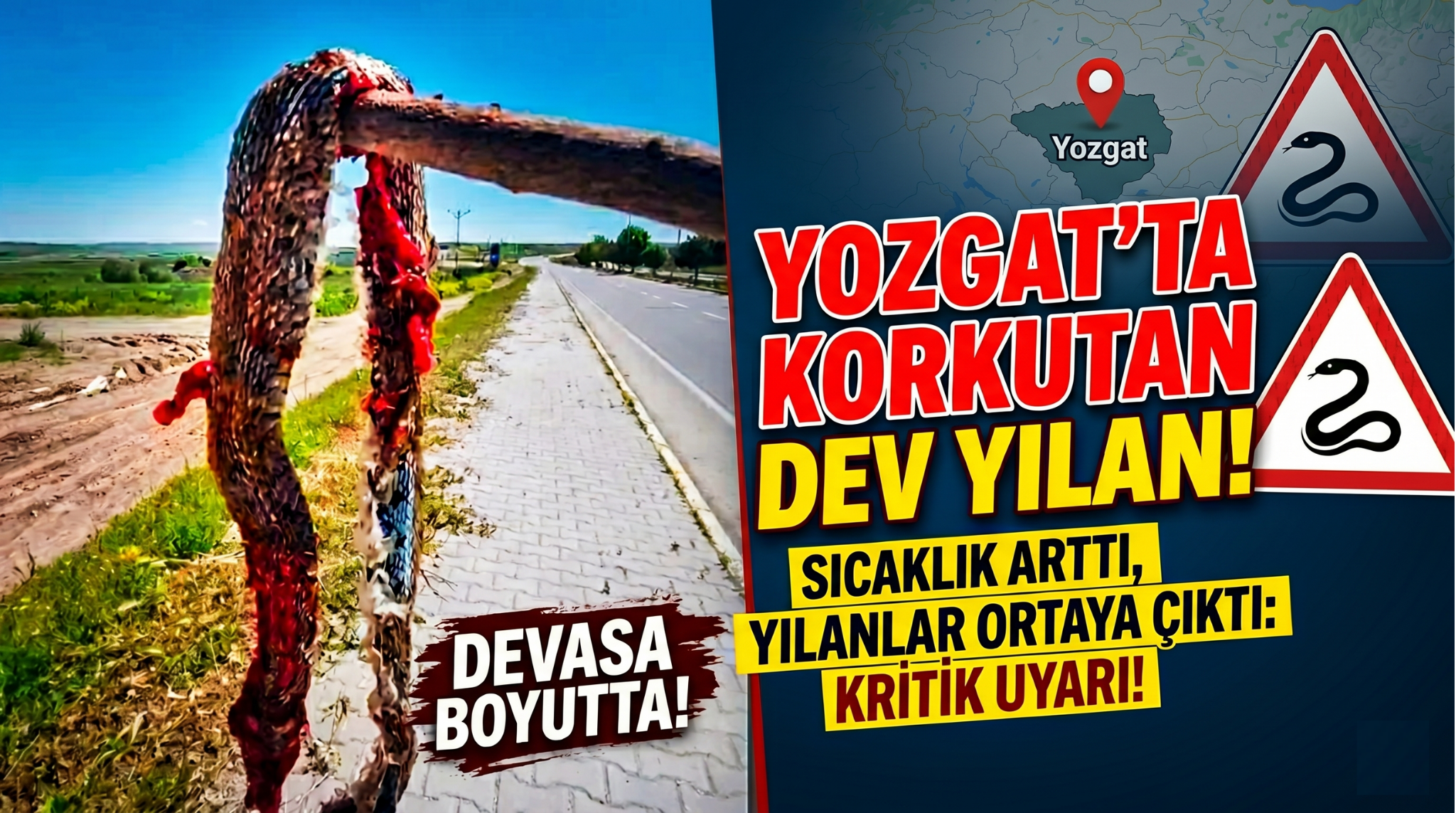 Yozgat’ta Korkutan Görüntü! Dev Yılan Ortaya Çıktı, Vatandaşlara Kritik Uyarı