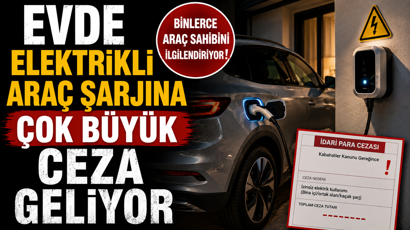 Evde Elektrikli Araç Şarjına Çok Büyük Ceza Geliyor
