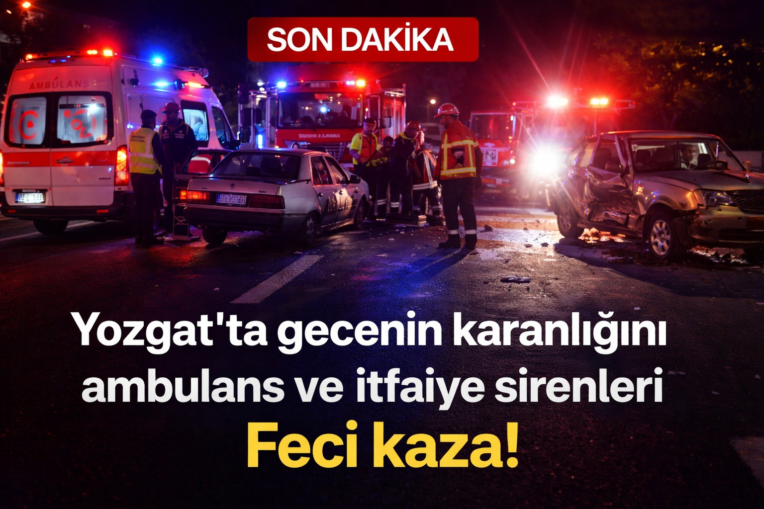 Yozgat’ta gecenin karanlığını ambulans ve itfaiye sirenleri aydınlattı! Feci kaza!