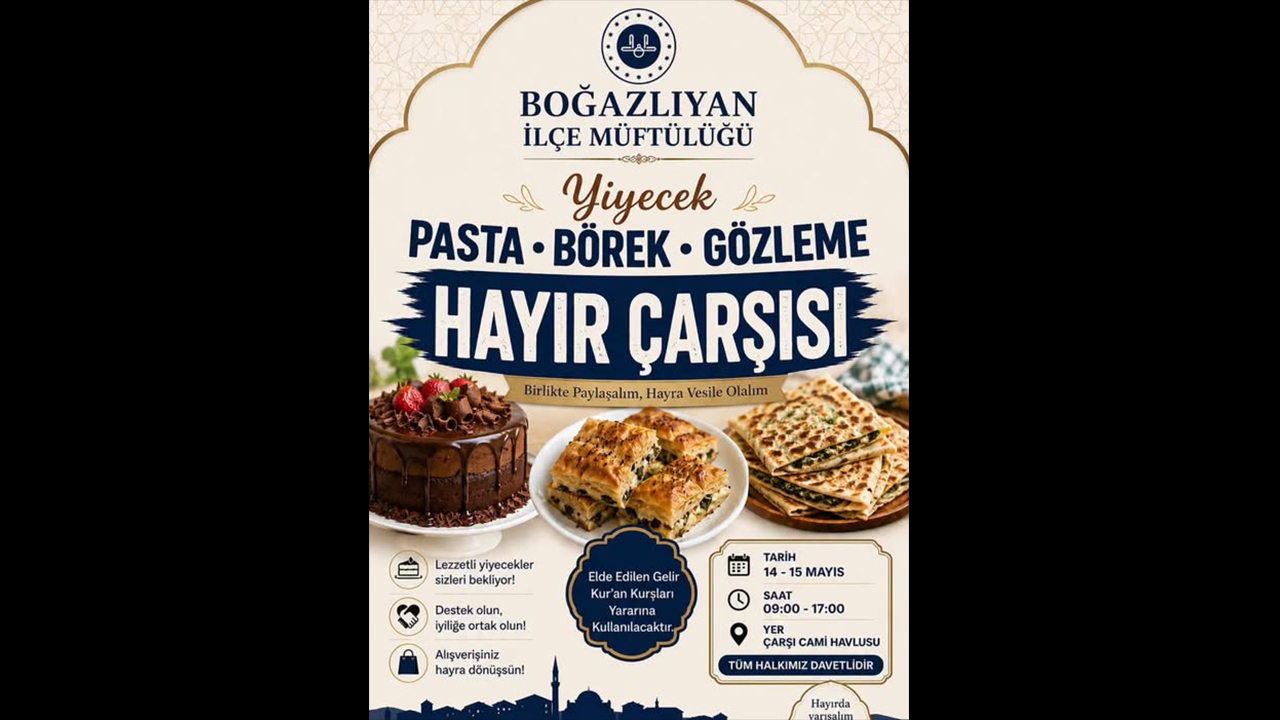Boğazlıyan’da Hayır Çarşısı Kuruluyor: Gelir Kur’an Kurslarına Bağışlanacak