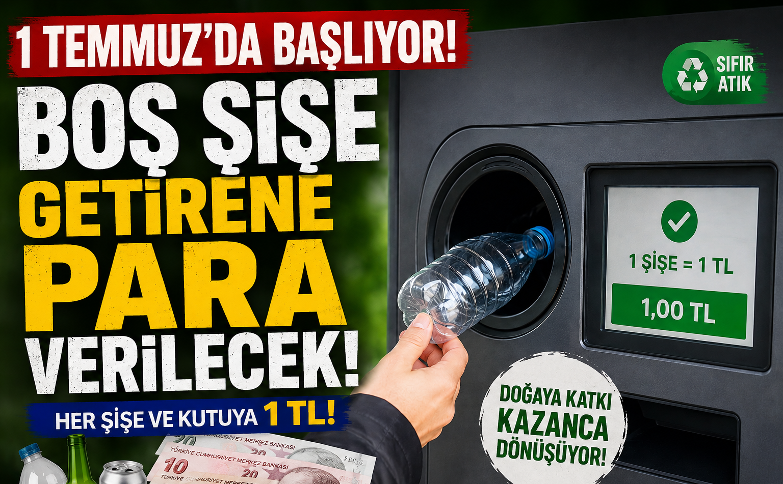 1 Temmuz’da Başlıyor: Boş Şişe Getiren Herkese Para Verilecek!